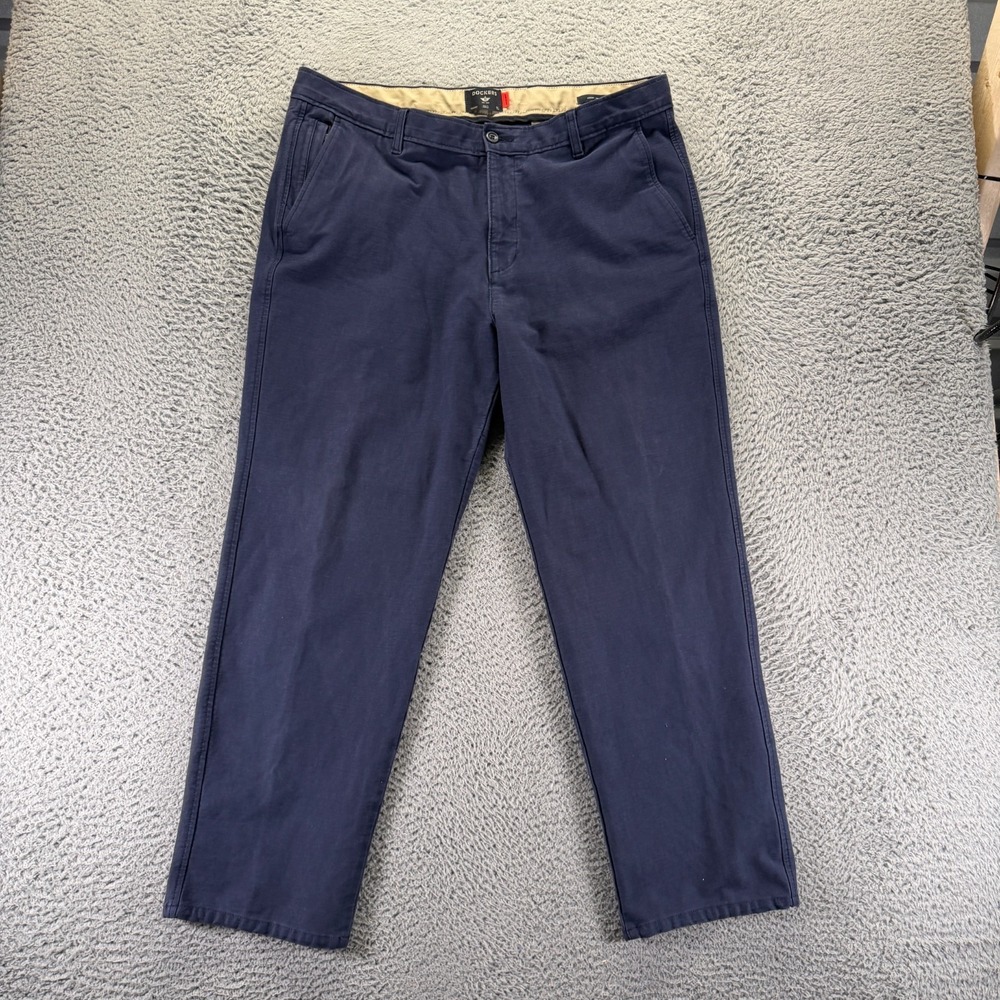 Dockers Pant Mens 38x30 Blue Cotton Khakis Straight Leg Workwear Utility Stretch